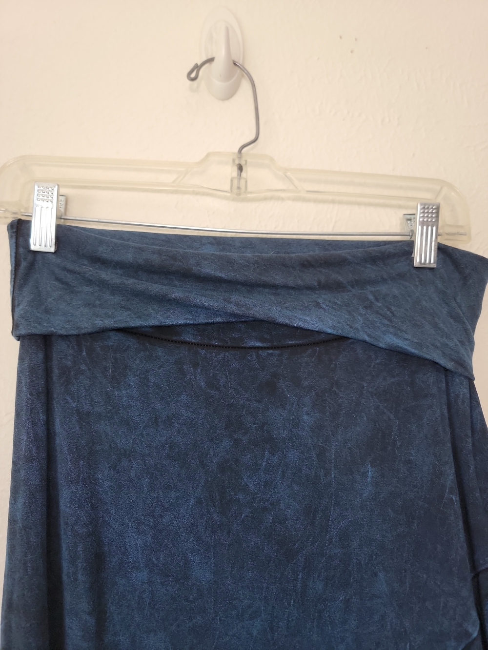 Y2k Fringe Asymetrical Midi Skirt in Denim Blue Foldover Waist - Picture 4 of 9